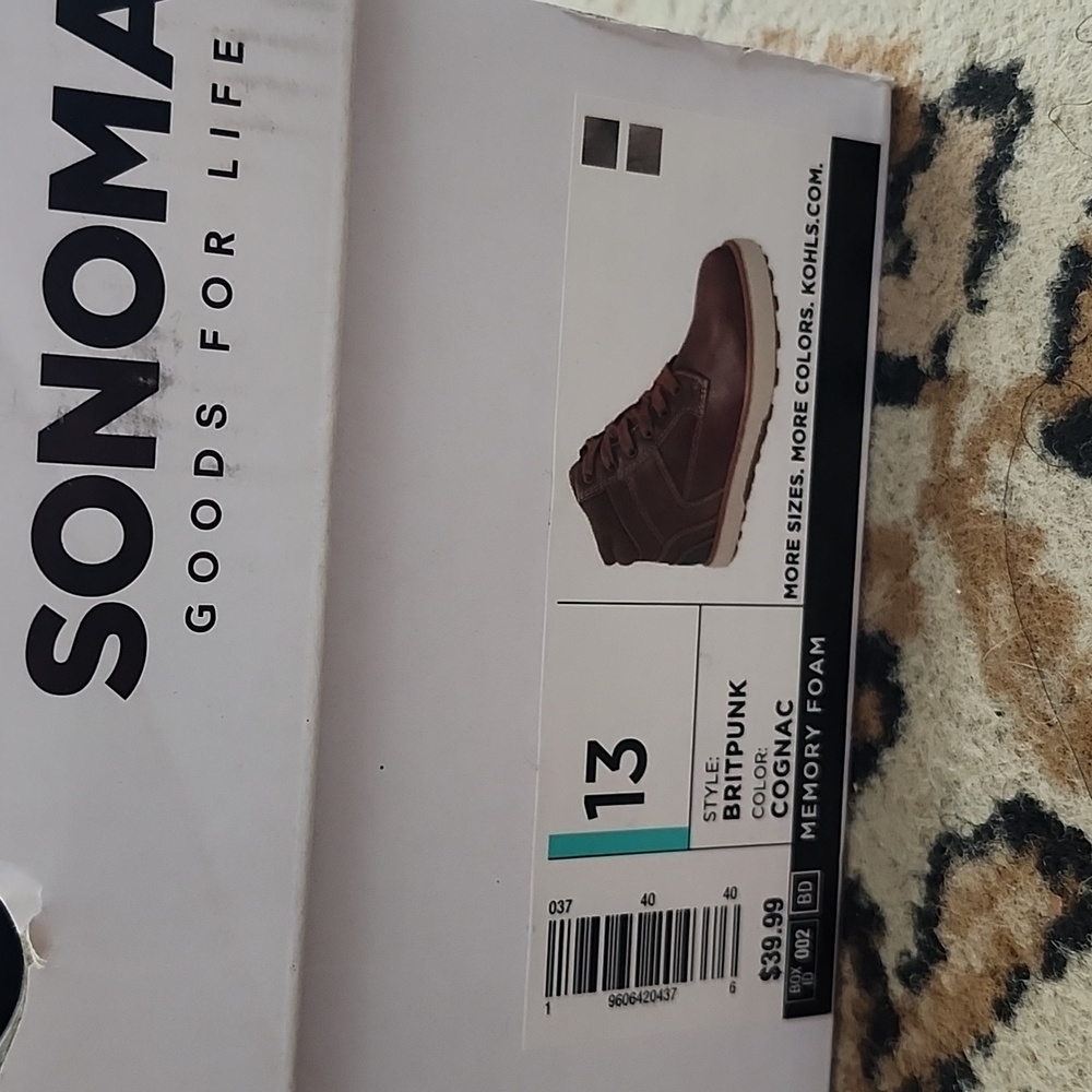 Sonoma Britpunk Casual Sneaker Boots w/zipper; Size:13, Cognac - Picture 2 of 13
